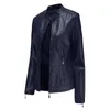 여성용 가죽 패션 의류 PU 짧은 코트 스탠드 칼라 재킷 스프링 및 가을 얇은 그램