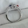 Cluster Ringen Vrouwen Ring 925 Zilver 3-steen Blauw-Wit-Rood Frankrijk Vlag Kleur Zirconia CZ sieraden R158STG