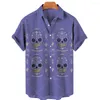 Męskie koszule z krótkim rękawem Hawajska koszula One Button 3D Skull Print Oddychanie plaż