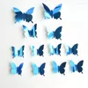 Party Decoration 12pcs Sparkling Butterfly Wall Sticker For Home Decor Metal Texture Art Diy Craft Wedding Birthday Supplies