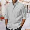 Men's Casual Shirts Loose Men Summer Pure Color Short Sleeve Buttoned Lapel Tops White Shirt Vintage Oversize Mens Beach Style