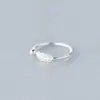 Cluster Rings Estilo Simples S925 S925 Sterling Silver Ring Girl Charm Jewelry Leaf Solid Opening Design Presente de Aniversário para Namorada