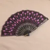 Hand Held Plastic Pauw Opvouwbare Fans Pailletten Multicolor Handheld Fan Chinese Fan voor Bruiloft Dansen Feest Zomer