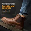 Botas Zapatos de trabajo impermeables y de seguridad para hombres Botas de cuero con punta de acero Calzado para hombres Zapatos de trabajo de construcción no desmontables marrón Z230803