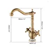 Bathroom Sink Faucets YANKSMART Antique Brass Faucet Dual Handle Basin Swivel Deck Mount Ceramic Base Washbasin Mixer Water Tap