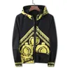 Fashion Mens Jackets Double Sided Wear Jacket Flower V-neck Zipper with Hooded Autumn Winter Long Sleeve Coats