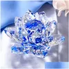 Nowością pozycje 8/10/12cm mticolor Crystal Lotus kwiaty miniaturowe feng shui szklane figurki rzemieślnicze