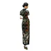 Ethnic Clothing Velour Cheongsam Female Size 3XL -6XL Sequins Qipao Traditional Chinese Party Prom Dress Gown Vintage Collar Vestidos