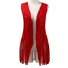 Gilets femme gilet frangé femme Vintage Western Cowboy Cosplay Hippie gilet sans manches pour scène