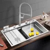 Large Size Single Kitchen Sink SUS 304 Stainless Steel Handmade Brushed 4mm Thickness Above Mount Sinks With Knife Holder