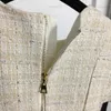 vêtements de créateurs pour femmes robes de dame à manches courtes taille jupe de fille de rétraction de ceinture Taille S-L Robe en tweed mélangé de soie brillante July21