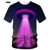 القمصان T Men Terts 2023 Summer Alien Ufo Ufo's/Women's Fashion Third Thert Tree Christmas Tree 3D Digital Printing Shexted Sleeved