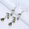 Dangle Earrings Silver Color Crystal CZ Gem Leaf Long Drop Purple Green Red Stone Luxury Bridal Wedding Jewelry For Women