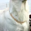Obroże dla psów diamentowy kubański link kołnierz złoto srebrny metalowy kot kota lodowata luksusowa biżuteria prezent
