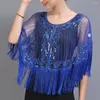 Scarves 1920s Shawl Wraps Embellished Beaded Sequin Fringe Evening Cape Sheer Mesh Bridal Cover Up For Wedding Party