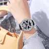 Montres-bracelets mode montre femmes léopard montres diamant Rotation cadran femme montre-bracelet strass incrustation dames fille horloge Reloj