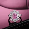 S925 Silver High Carbon Diamond Powder Crystal Female High-grade Elegant Ring European and American Handmade Jewelry Wholesale
