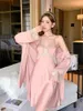 Vêtements de nuit pour femmes mode été Satin Robe Kimono ensembles pour femmes Sexy dentelle pyjamas Robe de bain Robe de nuit pyjamas fête de mariage