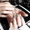 False Nails 24 Pcs Metal Silver Mirror High Quality Full Cover French 3D Manicure Kawaii Nail