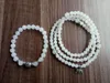 Strand 108 Mala Beads 2pc Set Whitejade Bracciale 1 Lap / 4 Lap Bracciali Ciondolo Elefante Preghiera Yoga