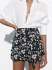 Rokken Vrouwen Mode Pareo Stijl Print Asymmetrische Shorts Vintage Hoge Taille Side Tie Vrouwelijke Skort Mujer