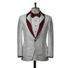 Designer Hommes Smokings De Mariage Floral Jacquard Groom Porter Châle Revers Veste Terno Prom Soirée Blazer Personnaliser Seulement Manteau