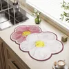 Carpete em forma de flor para cozinha tapete de secagem absorvente prato escorredor antiderrapante para pia tapete de mesa para café jogo americano escorredor tapete Alfombra 230802