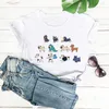 Women's T Shirts Cute Cartoon Dogs Colored Printed Cotton Shirt Funny Summer Casual O-Neck Short Sleeve Top Tee Dog Mom Life