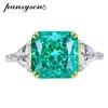 Wedding Rings PANSYSEN Luxury 10MM Tsavorite Paraiba Tourmaline Gemstone Cocktail Rings for Women Top Quality 925 Sterling Silver Jewelry Ring 230802