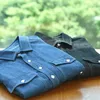 Chemises décontractées pour hommes Denim boutonné pour hommes pur coton confortable à manches longues hauts mâle bleu Vintage grande taille vêtements