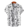 Camicie casual da uomo 2023 Camicia a maniche corte floreale da spiaggia con risvolto in stile hawaiano sottile alla moda giovane e alla moda per la primavera e l'estate