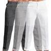 Calças masculinas com botão de zíper elegante cintura média cor sólida slim fit com fecho múltiplo para lazer