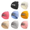 Party Hats Winter Mama Letter Mini Wool Acrylic Knitted Caps Women Solid Color Skullies Beanies Hip Hop Outdoor Warm for Girl Gift Ski Hat Q401