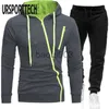 Herren-Trainingsanzüge, modischer Trainingsanzug, Herren-Sets, Hit-Farbe, diagonaler Reißverschluss, Hoodies, Sweatshirt, Hosenanzüge, Herren-Trainingsanzug, Sportbekleidung, Hoodie-Set, 2-teilig, J230803