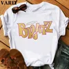 T-shirt da donna rosa Bratz T-shirt da donna Alfabeto labbra stampa Tshirt da donna T-shirt grafiche da donna Harajuku magliette da donna vestiti 230802