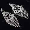 Boucles d'oreilles pendantes strass fleur goutte mariage déclaration de mariée cristal Banquet grande suspension E500