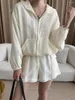 Women's Hoodies Lightweight And Breathable Hooded Jacket Top Wide Leg Shorts Sun Protection Two-Piece Set Summer Suit Outfits 2023