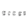 Orecchini posteriori Earless Piercing Ear Bone Clip Set di 5 pezzi di foglie d'oro scavate ornamenti multistrato a forma di C per le donne