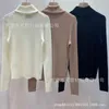 Women's Polos Designer P Family Knitted High Neck Long Sleeve Bottom Sweater Wool Thin Slim Letter Top 2023 Early Autumn New NFZW