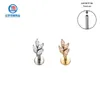 Labret Lip Piercing Jewelry ASTM 36 Filetage interne 4 Zircons Anneaux Leaf Ear Helix Stud 230802