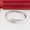 Bracelet à ongles en acier titane, incrustation de diamant, manchette à vis, bijoux pour femmes et hommes, cadeau de saint-valentin, sans coffret QK07