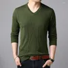 Men's Sweaters BROWON 2023 Red Men Long Sleeved Pullovers Autumn V Neck Thin Elastic Geometry Casual Korean Fashion Tops