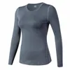 Camicie attive Base Layer Fitness Camicia sportiva Quick Dry Donna Maniche lunghe Top Palestra Jogging Lady T-shirt Allenamento allenamento Abbigliamento Yoga bianco