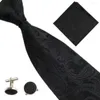 Fliegen Herren Set Business Hochzeit Krawatte für Männer 10 cm breit Paisley Einstecktuch Manschettenknöpfe Schwarz Blau Anzug Krawatte Gravatas Para Homens