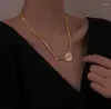 Catene Collana in acciaio al titanio con pendente in zircone stile cinese semplice e lussuoso per gioielli di moda da donna