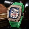 Orologio multifunzione automatico a 3 pin Orologio da uomo Top Luxury AAA da uomo Glow-in-the-dark Dragon Print con diamanti