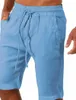 Mäns shorts Mens Casual Pant Loose Cotton and Linen Drawstring Pants Solid Color Leisure Jogging för män