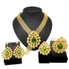 Necklace Earrings Set Est Jewelry Brazil Gold Colour Woman Luxury Red Artificial Stone Big Ring Wedding Banquet