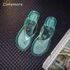 スリッパコメモア女性夏のスリッパ透明ビーチサンダルゼリークリスタルフリップフロップフラットスリッパピンクかわいい靴230802