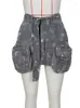 Jupes Y2K jupe femme avec ceinture coton Denim taille basse droite Mini Harajuku poches décontracté coréen Chic vêtements
